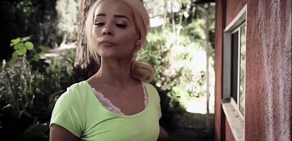 Teen Elsa Jean gets fucked by dirty couple Reena Sky after she talked with them and kissed guy